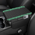Bling Car Center Console Cover, Leather Car Arm Rest Cover Cushion with 2 Storage Bags, Universal Auto Armrest Protector Storage Box, Bling Accessories Interior for Most Vehicles (Green)