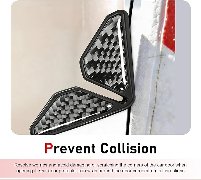 2PCS Car Door Corner Protector Edge Guards, 1.77"x1.77" Carbon Fiber Anti-Collision Car Door Edge Protector, Self-Adhesive Anti-scratch Protective Cover, Universal Auto Corner Protect(Black)