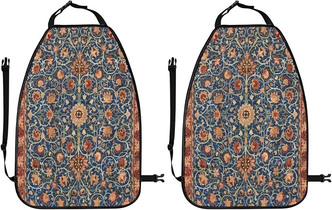 Holland Park Carpet William Morris Car Seat Back Kick Protectors Kick Mats With Storage Pockets For Vehicles To Protect From Dirt Mud Scratches 2 Pack