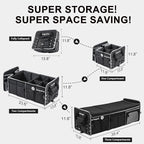 Bold Color Block Trunk Organizer | 95L, 35"x13.8"x11.8" | Dedicated Shoe Storage & 26L Ice Pack | Foldable for SUV/Car/Jeep | Stylish Gift & Essential Car Accessories for Drivers - Black-X212