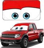 Truck Windshield Sun Shade for Car Windshield Cover Interior Front Window Shades Sun Visor Protector Blocks UV Rays Must-Have Truck Accessories for Pickup, SUV, Sedan, Van, Bonneville (Red, XL)