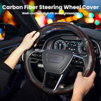 Hiseanllo Carbon Fiber Steering Wheel Cover 3PCS Set – Anti-Slip, Scratch-Resistant, Universal Fit for 14–16 Inch Wheels – Interior Car Accessories for Cars, SUVs, Trucks (Brown)
