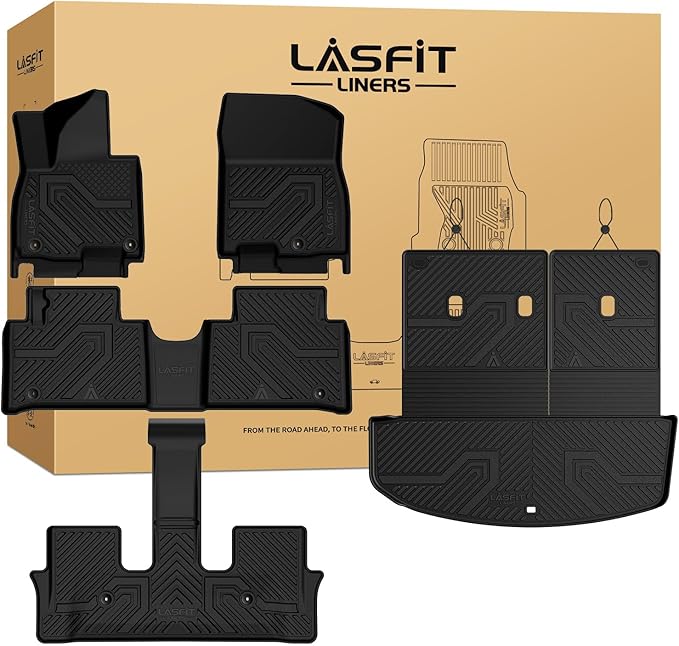 Floor Mats & Backrest Mats & Cargo Mat for Hyundai Palisade 7/8 Seats 2026 (Only Fit Hybrid, Not Fit Gas), All Weather TPE Custom Fit Floor Liners Full Set Car Mats Accessories, Black
