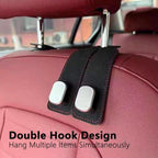 2PCS Leather Car Seat Headrest Hooks – Durable Double Hook Organizer for Bags, Purses, Handbags, Groceries & Back Seat Storage