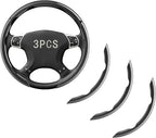 Steering Wheel Covers, 3PCs Carbon Fiber Anti-Skid Clip on Car Steering Wheel Cover Protector Universal for Most Car Wheel, Black