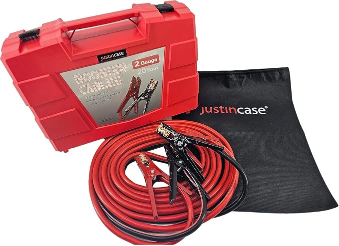 Heavy-Duty Jumper Cables for Car, Includes 2 Gauge Wire Conductor 20' car Jumper Cables & 365 Day Roadside Assistance