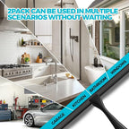 2pcs Shower Squeegee for Glass Doors with Adhesive Hanging Hook Set | 12” black, bathroom accessories, window cleaner, new home essentials, soft rubber blade, metal handle, ergonomic grip
