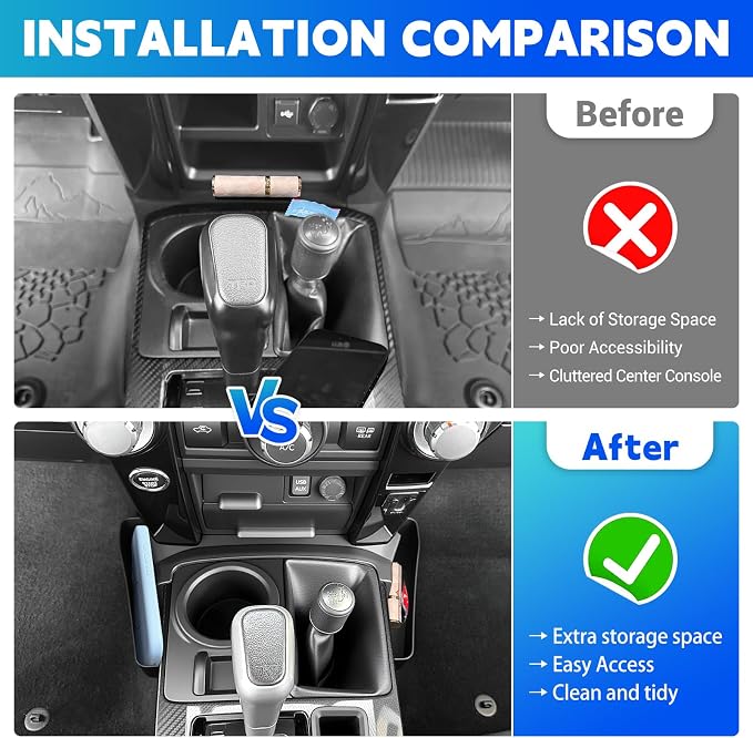 Center Console Organizer Tray Fits for 2010-2024 Toyota 4Runner Lower Armrest Storage Box Gear Shifter Compatible with 4Runner Interior Accessories (Console Shifter)