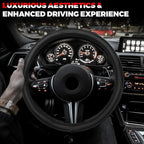 Car Steering Wheel Cover, Microfiber Leather Steering Wheel Covers with Anti-Slip Lining, Universal 14.5-15 inchs Black