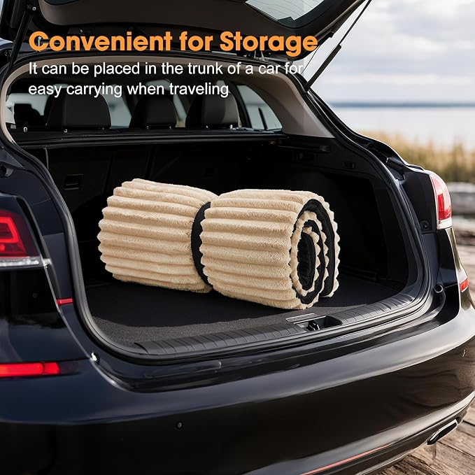Backseat Pet Bed Mat, Non-Slip Dog Bed for Car Back Seat, Washable Travel Pet Mat with Removable Cover, Dog Seat Covers Protector Fit for Backseat Extenders and Trucks SUVs, 54"x 24.8", Brown