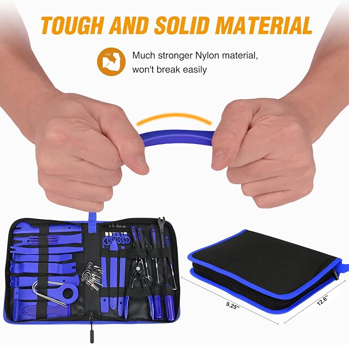 330Pcs Trim Removal Tool, Auto Push Pin Bumper Retainer Clip Set Fastener Terminal Remover Tool Adhesive Cable Clips Pry Kit Car Panel Radio Removal Auto Clip Pliers, Blue