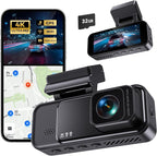 COOLCRAZY 4K Dash Cam Front, Built-in WiFi GPS, Dash Camera for Cars, 3.2" IPS Screen Dashcam with App Control, Free 32G Card, 170°Wide Angle, 24H Parking Mode, WDR, Night Vision, G-Sensor