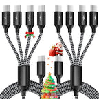USB C Splitter Multi Charging Cable 2Pack, Dual Type C Charger Cord,4 in 1 Multiple Nylon Braided Cable with 4 Type-C Connectors Compatible with iPhone 15 Pro Max/Galaxy/Tablets/Google-5FT.
