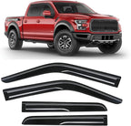 Rain Guards Fit for Ford F-150 SUPERCREW CAB 2015 2016 2017 2018 2019 2020 2021 2022 2023 2024 2025 2026, Tape-on Durable Side Window Sun Wind Deflectors 2015-2026 F150 Rain Guard Black 4 PCS