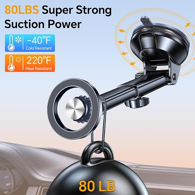 for MagSafe Car Mount【Windshield+Vent+Dash】Magnetic Phone Holder for Car Phone Holder Mount Cell Phone Holders for Your Car Accessories Suction Phone Mount for Car Truck Stand for iPhone 17 16