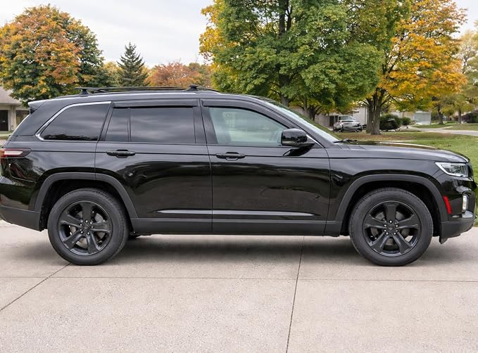 2022-2026 Tape-On Rain Guards for Jeep Grand Cherokee Side Window Visor Deflectors Laredo Altitude Limited Trailhawk Overland Summit Reserve Durable Tinted Shades 2023 2024 2025
