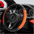 Bling Car Steering Wheel Cover, 15 Inch Sparkly Rhinestone Soft Leather Steering Wheel Protector, Non-Slip Universal Auto Elastic Steering Wheel Covers for Women Girls (Orange)