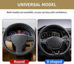 Car Steering Wheel Cover 15 inch, Microfiber PU Leather Elastic Steering Wheel Protector, Anti-Slip Breathable Car Interior Accessories for Most Cars (Beige)