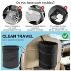 2 Pcs 1 Gallon Collapsible Car Trash Can with 20 Garbage Bags | Foldable Hanging Mini Automotive Garbage Bin | Waterproof Leakproof Pop-Up Vehicle Rubbish Organizer