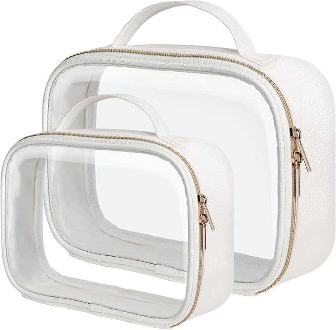 Clear Makeup Bag - TSA Approved Toiletry Bag for Carry-on & Checked Luggage, Water Resistant Car Storage Organizer with Reinforced Seams