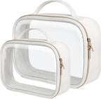 Clear Makeup Bag - TSA Approved Toiletry Bag for Carry-on & Checked Luggage, Water Resistant Car Storage Organizer with Reinforced Seams