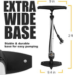 BV Bicycle Pump Durable Bike Floor Pump 17/24 inch Smart Valve Head, 160 psi, Automatically Reversible Presta and Schrader