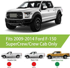 Side Car Window Visors Rain Guards Vent Deflectors Fit 09-14 Ford F150 Crew Cab,2010-2014 Ford F-150 SVT Raptor SuperCrew 94155 Sun Shade Window Vents 4-pc Set