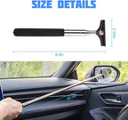 Car Rearview Mirror Wiper, American Flag Telescopic Auto Mirror Squeegee Cleaner, Glass Mist Cleaning Tool with Retractable 98cm Handle, Portable Car Windows Water Removal (Black/Red Flag)