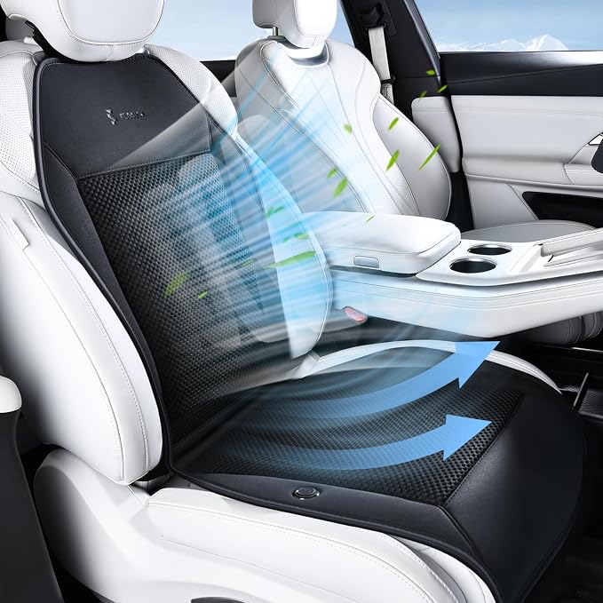 Cooling Car Seat Covers Blowing & Suction Ventilated Car Seat Cushion with 8 Turbo Fans 12V-24V 3-Speed Adjustable Car Seats Cooling Pad Universal Fit for Car SUV Truck Van Summer Driving