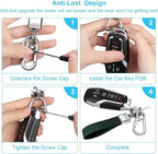 Genuine Leather Car Keychain,Universal Heavy Duty Metal Key Chain Accessories,Car Fob Key Keychain Holder with 360 Degree Rotatable Snap Swivel and Anti-Lost D-Ring for Men Women(Dark Green)