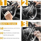 Steering Wheel Lock for car Universal Adjustable Length Anti-Theft Device Car Locks Double Hook Locks for Car SUV Pickup Truck Van(Black)