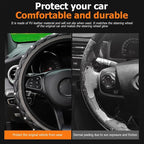 Bling Car Steering Wheel Cover, Non-Slip Elastic Stretch Leather Auto Steering Wheel Protector, Sparkling Diamond Vehicle Decor Accessories for Women Girls, Universal for Vehicles (Gray)