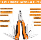 98 PCS Roadside Car Emergency Assistance Kit with Portable Air Compressor Jumper Cables Safety Hammer All in One Pliers Tool Set（Orange）