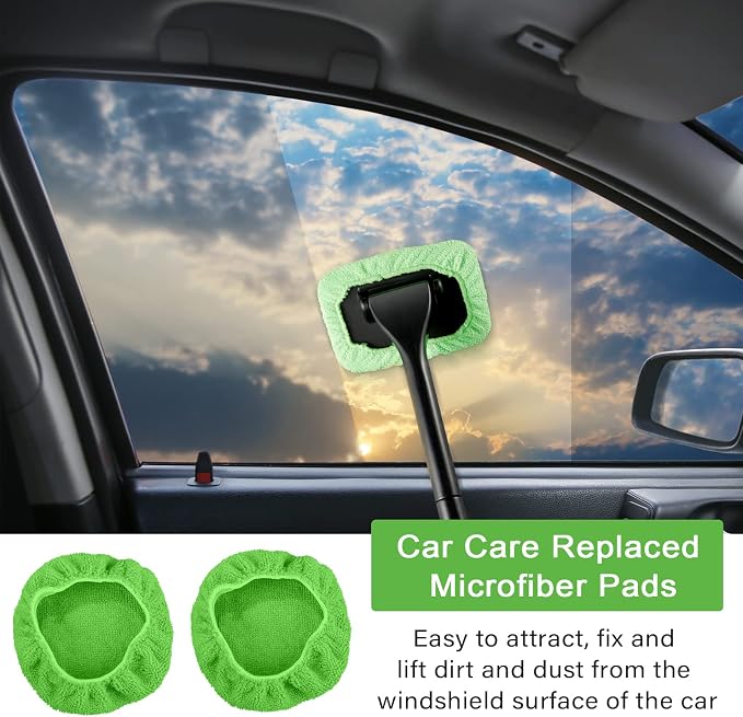 20 Pack Windshield Cleaner Microfiber Pads Fit Car Window Cleaning Tool Replaceable Glass Wipes Inside Car Windshield Supplies, Fits 4-6 Inch Tools, 4 Colors