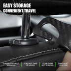 Car Back Seat Headrest Hooks, 4 Pack Carbon Fiber Stylish Back Seat Hanger for Car Handbag Clothes Coats Grocery Bags, Car Interior Accessories (Carbon Fibre/Black)