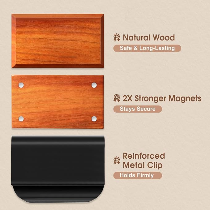 Car Air Freshener - 3 Pack (Amber-Teak-Pine) Wooden Air Freshener, Natural Essential Oil Scents - Metal Clip Included