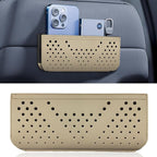 Car Seat Side Pocket Organizer, Multifunctional Mini Console Storage Bag for Phone, Keys, Sunglass, Wallet, PU Leather Tray Pouch Car Organizer Accessories for Seat, Door, Window, Console (Beige)