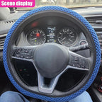 Elastic Stretch Steering Wheel Cover, Anti-Slip, 15inch, Blue | Microfiber Odorless Breathable Ice Silk Car Steering Wheel Protector, Easy Carry, Warm in Winter & Cool in Summer