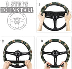 Car Steering Wheel Cover Universal 15 Inch Steering Wheel Protector Auto Accessories Decor Anti-Slip Washable Universal Fit Most Vehicles, Southwest Aztec Dark Green