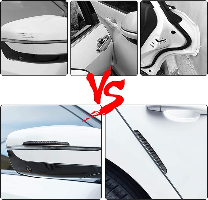 4 Pcs Car Door Anti-Collision Strip Door Edge Guards Anti-Rub Protector Trim Carbon Fiber Texture Car Door Corner Bumper Protector Anti-Scratch Universal for All Cars SUV (I)