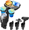 Car Cup Holder Tray - 4-in-1 Universal Car Cup Holder Expander with Snack Table and 3 Drink Mount for Automotive Road Trip, Driver and Front Passenger Organizer for Trucks, SUVs, Minivans