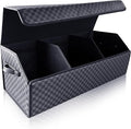 Car Trunk Organizer for SUV and Sedan, Blue-Gray, 29.5 inches | Unique Blue‑Gray Plaid, Extra Large, Leather Storage Box, Magnetic Lid, Collapsible & Adjustable, Water‑Resist & Dust‑Proof