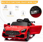 12V Ride on Car, Licensed Mercedes Benz AMG GTR Battery Powered Electric Vehicle, w/Parent Remote, Wider Seat, LED Lights, Openable Doors, MP3 Player, Smooth Start, 3 Speeds - Red