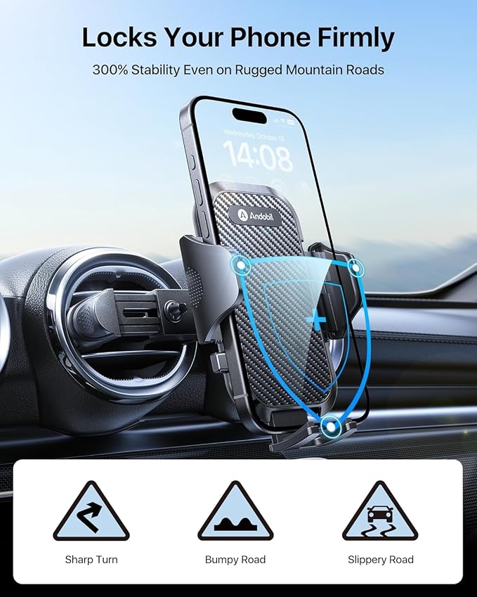 Universal Car Phone Holder [Round Vent Friendly] Phone Mount for Car Circle Vent, Sturdy Clip 360° Rotation Cell Phone Car Holder Mount for Ford Mercedes Benz Toyota BMW fit iPhone Samsung