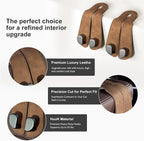 CoBak Purse Hook for Car - Universal Premium Stitched Leather and Aluminum-Magnesium Alloy Double Car Seat Back Storage Hook for Purses, Handbags, Bags (4 Pack),Brown