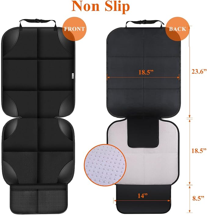 Kick Mats Back Seat Protector, Waterproof Oxford Seat Back Protector, Car Seat Back Protector for Kids, Back of Seat Protector for Kids Feet Car Seat (Black D -2 Set)