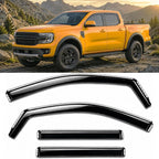 2024-2026 in-Channel Rain Guards for Ford Ranger XL XLT Lariat Raptor Side Window Visor Deflectors Tinted Vent Shades 2025