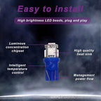 10 PCS Car Interior LED Light Bulb, T10 5050 5SMD LED Car Bulb Kit, Super Bright Automotive Led Replacement Bulbs for Dashboard Dome Map Door Courtesy License Plate Lights (Blue)