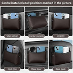 Car Seat Side Storage Pocket, Small Car Seat Organizers PU Leather Car Console Organizer Pocket Multifunctional Console Side Organizer Bag for Phone, Keys, Sunglass, Wallet (1Pack, Brown)