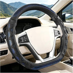 D-Shaped Car Steering Wheel Cover, 14.5-15" Anti-Slip Steering Wheel Protector with 3D Honeycomb Massage Grip, Comfortable Sporty Auto Interior Decor Accessories, Universal Fit (Black/Blue)